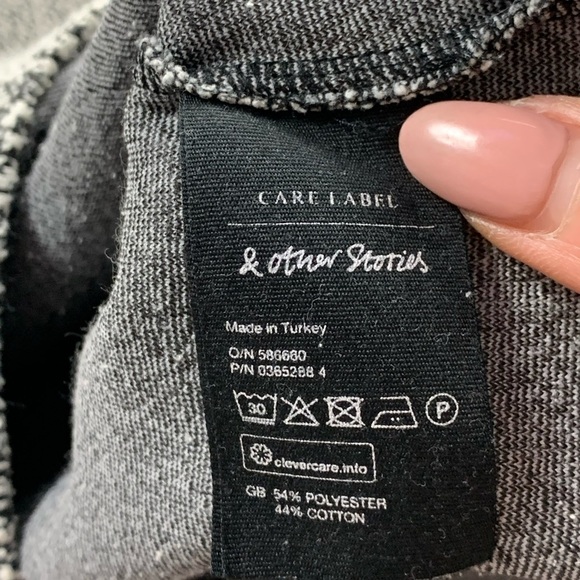 & Other Stories Textured Long Sleeve Black & White Dress - Picture 7 of 13